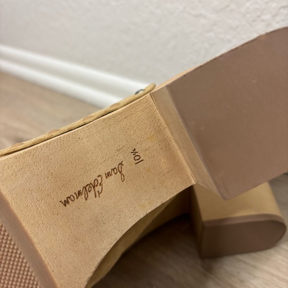 New Sam Edelman Josselyn Tan Suede Platform Wooden Mules Clogs Size 10.5 - Picture 6 of 7